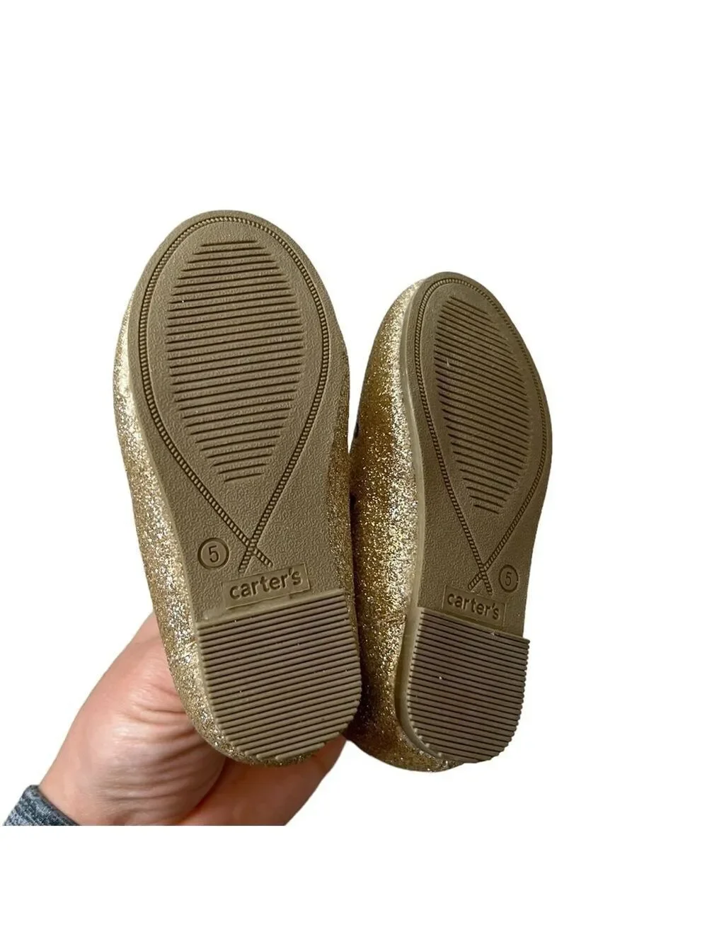 Carters Toddler Girl's Ellaria Slip On Ballet Flats Gold Sparkle Size 5